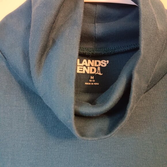 🍁 Lands' End Turquoise Turtleneck Size M Layering Wardrobe Staple Fall Winter - Picture 3 of 4